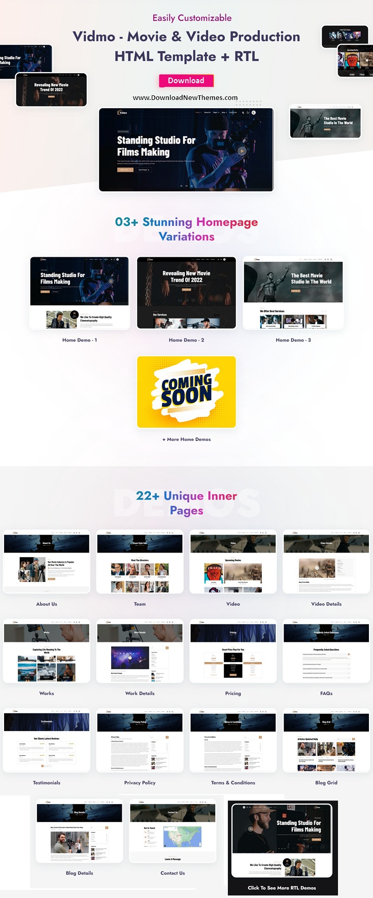 Vidmo - Movie & Video Production HTML Template Review