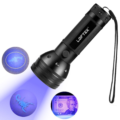 LOFTEK 51 UV Ultraviolet Flashlight 395 nM LED Handheld Blacklight Perfect Urine and Bed Bug Detector,Scorpion Hunting Light 3 AA Battery(not included)