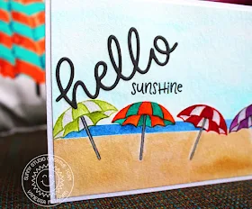 Sunny Studio Stamps: Beach Babies Hello Word Die Summer Themed Hello Card by Vanessa Menhorn