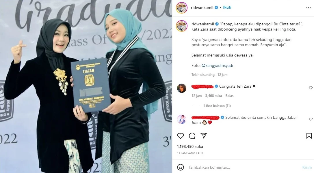 Momen Ridwan Kamil dan Istri Hadiri Wisuda Sang Putri