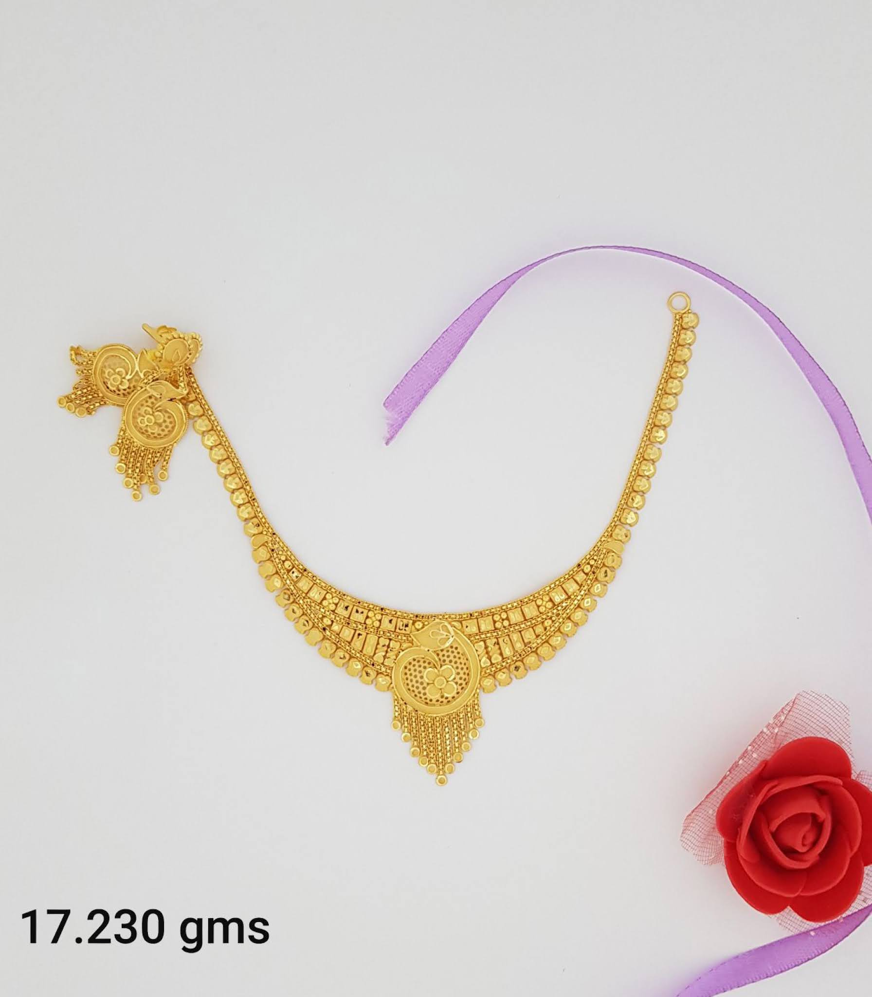 latest 22kt light weight gold necklace designs with weight , necklace for bridal wedding