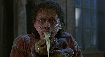 Jeff Goldblum in The Fly throwing up