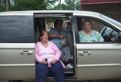 3 fat women in a van, at the memorial day parade, redford, township