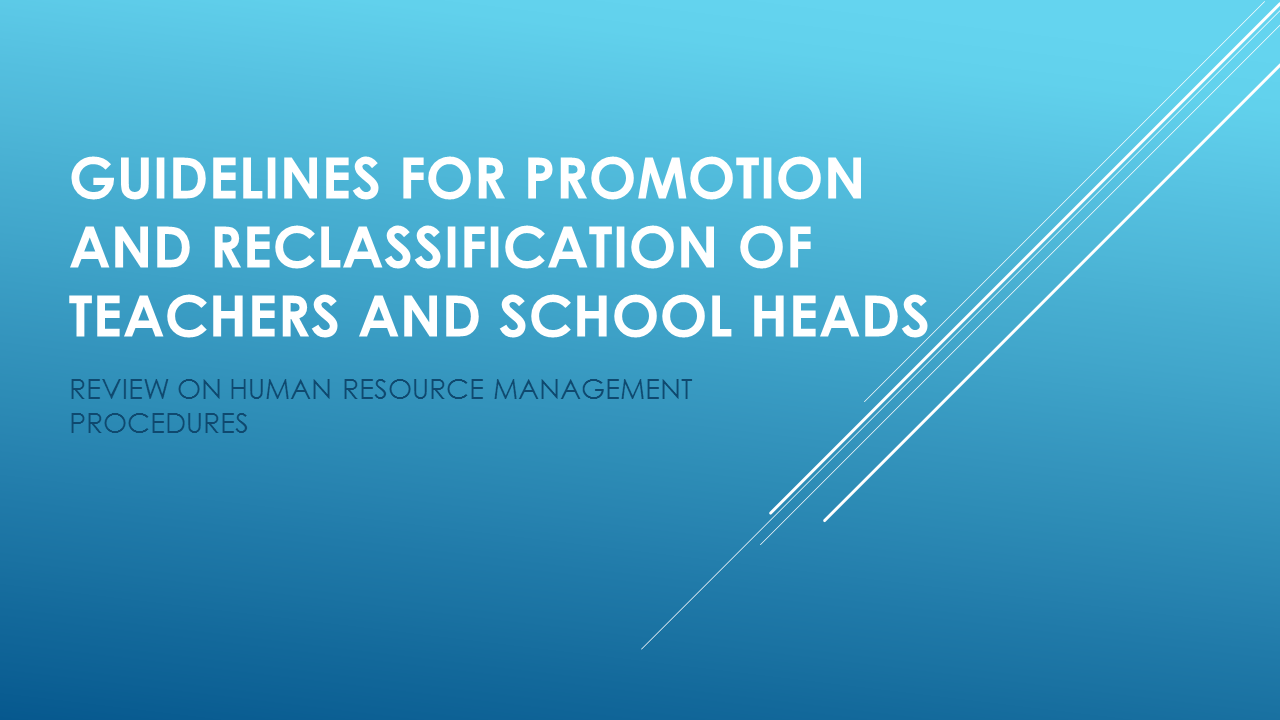 Guidelines for Promotion and Reclassification of Teachers 