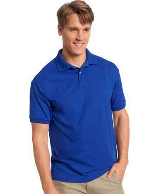 Hanes 054X Mens Comfortblend Jersey Polo - Deep Royal – S