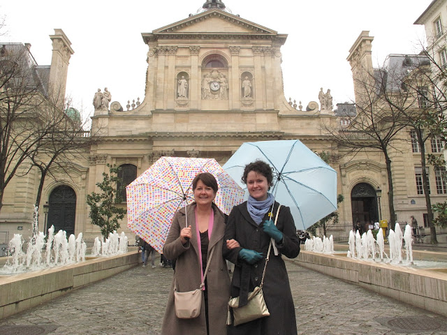 Us with the Sorbonne in the rain.