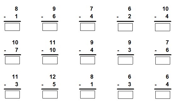 Subtraction - Numbers to 12  Matematik Tahun 2