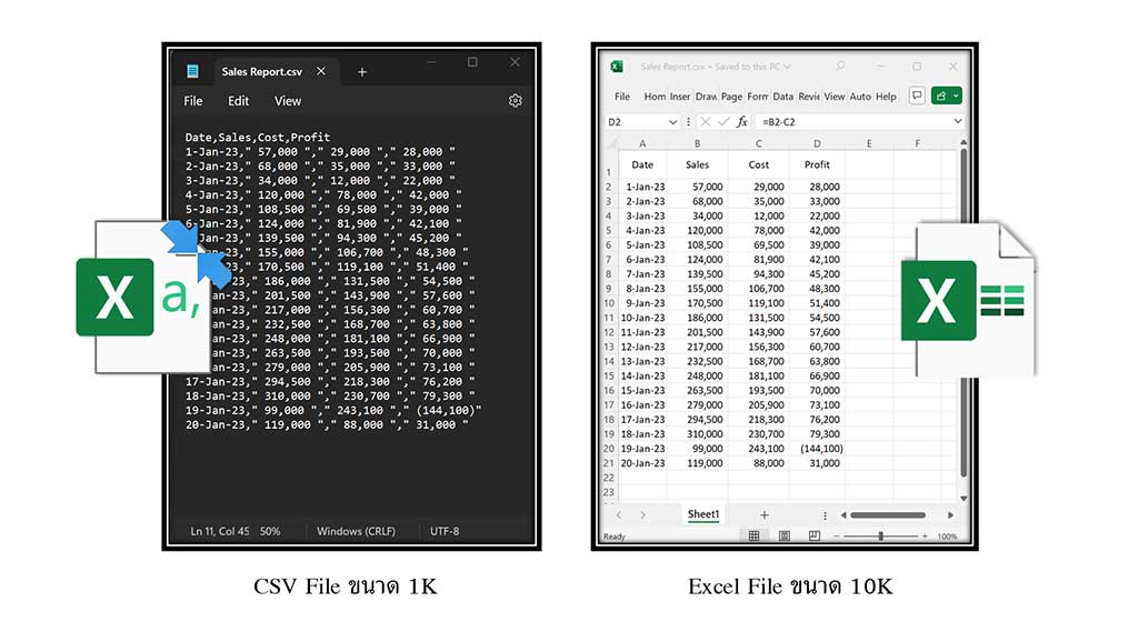CSV file vs XLSx