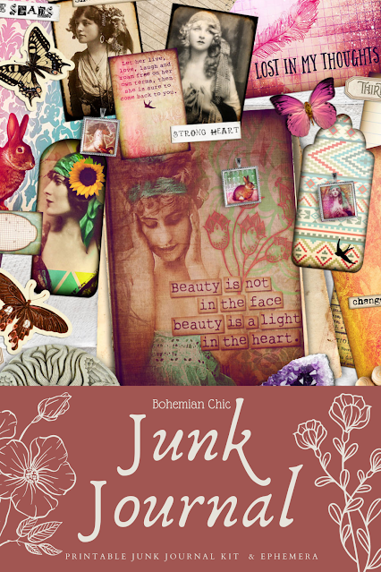 Bohemian Chic Printable Junk Journal Kit