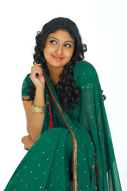 Tamil Actress Monica in Green Saree Photo Shoot Stills