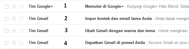 Ada 4 pesan di gmail, proses cara membuat email sudah selesai