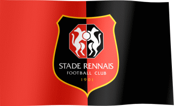 The waving fan flag of Stade Rennais F.C. with the logo (Animated GIF)