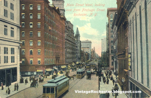 Rochester NY 1910 - Main St West looking east from Fitzhugh St