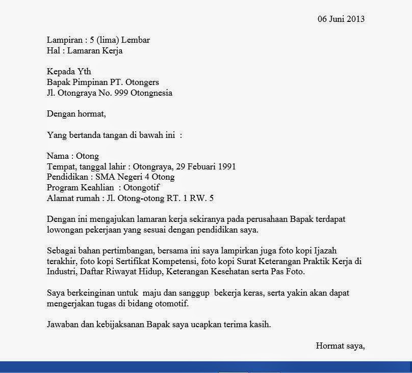 5 Contoh Surat Lamaran Kerja PT Astra - ben jobs