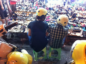 Shopping in a street market in Vietnam