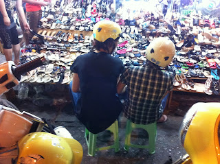 Shopping in a street market in Vietnam