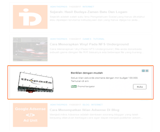 Cara Menempatkan Iklan Adsense In-Feed Ads Di Blog