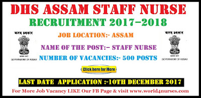 DHS Assam Staff Nurse Recruitment 2017 – 2018