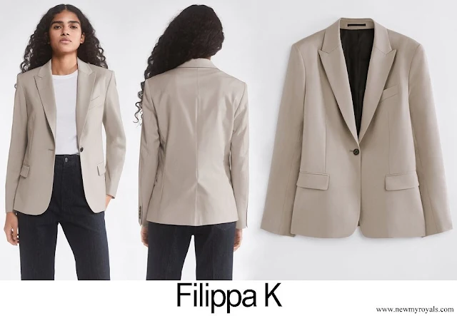 Crown Princess Victoria wore FILIPPA K Sasha Cool Wool Blazer in Beige