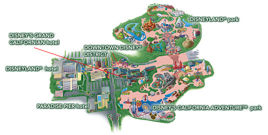 A map of the Disneyland Resort area : Disneyland Park Disney's California 