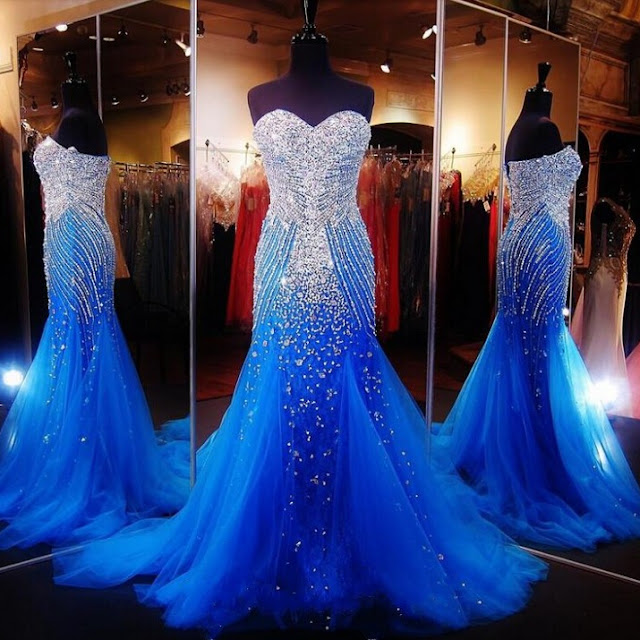 crystals mermaid prom dresses