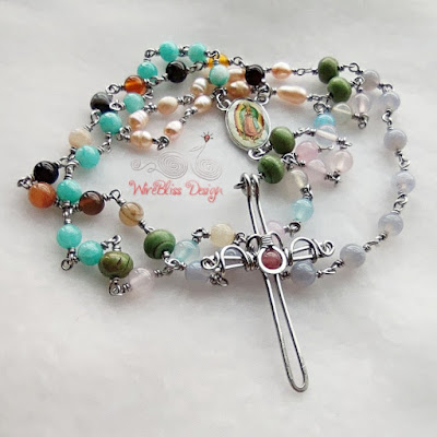 Wire Wrapped Rosary with various gemstones