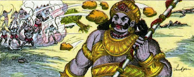 வானரப் படையால் தாக்கப்பட்ட கும்பகர்ணன்