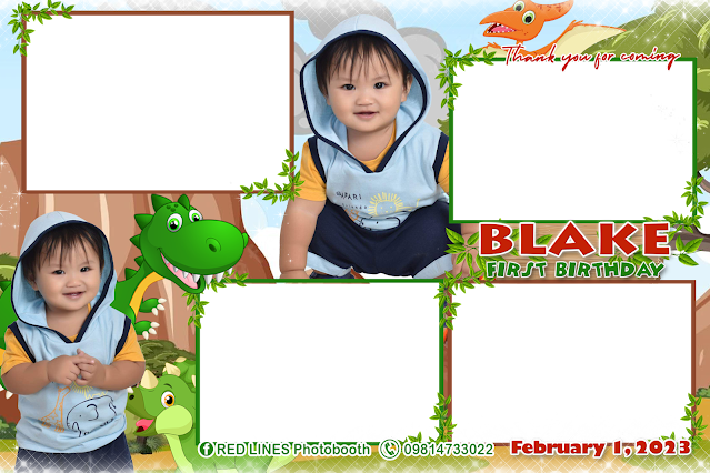 Cute Baby Dino Cartoon Photobooth Template