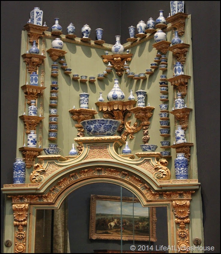 blue and white display closeup