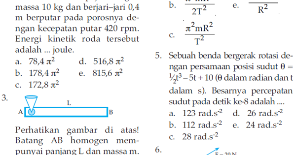 Soal Latihan Momentum Sudut dan Rotasi Benda Tegar 