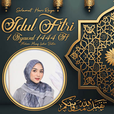 Download Twibbon Selamat Hari Raya Idul Fitri 2023 Square / Kotak Gold Gelap untuk Status Whatsapp, Instagram, Facebook, Reels, HD
