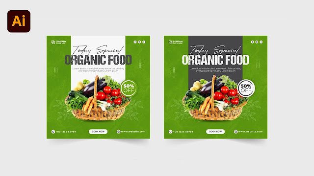Organic food banner social media post free download