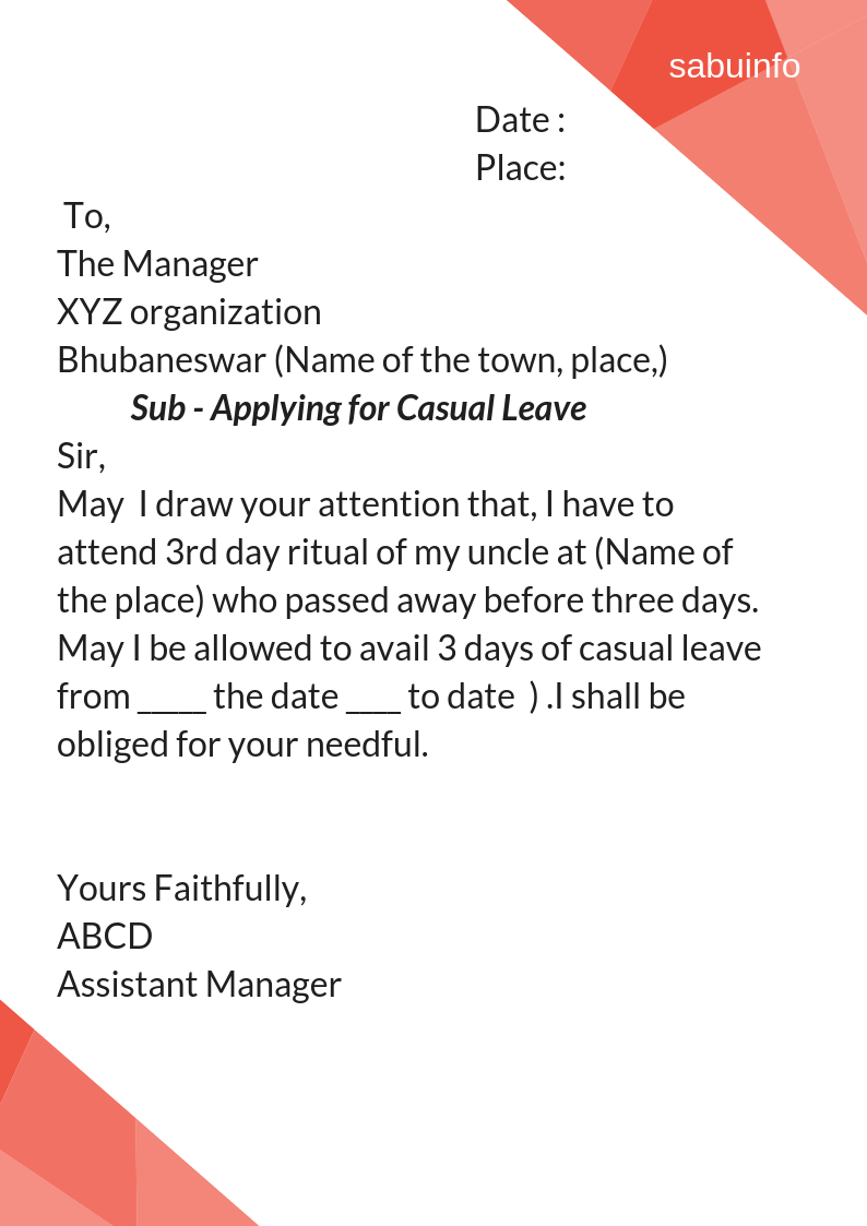 Sample Leave Application Letter : 43 Free Leave Of Absence ...