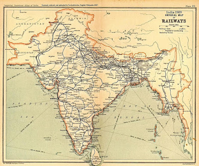 1909: la red ferroviaria de la India,  la cuarta más grande del mundo. https://pinceladasdelpasado.blogspot.com/2021/01/mahatma-gandhi-el-arma-de-la-no.html