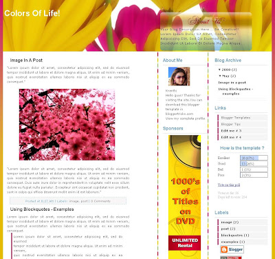 The Colors of Life is a colourful theme designed by blogger tricks for 