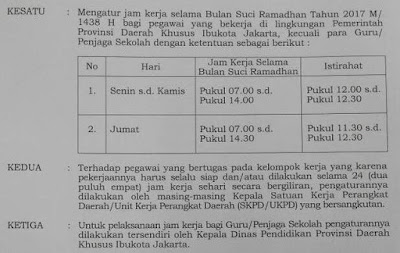 Download Jadwal Jam Masuk Kerja PNS Selama Ramadhan 2017