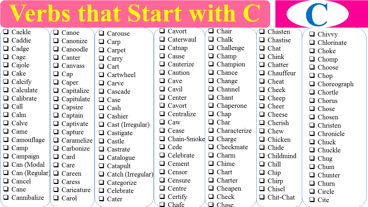 530 + Verbs that Start with C