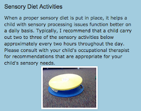 http://drzachryspedsottips.blogspot.com/2013/06/sensory-diet-example.html
