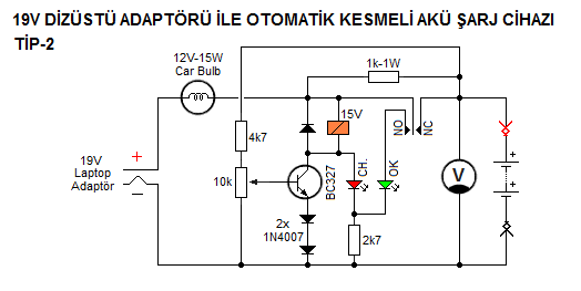 Laptop Adaptörüyle Akü Şarj