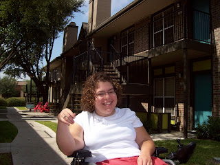 Sarah at her housing complex