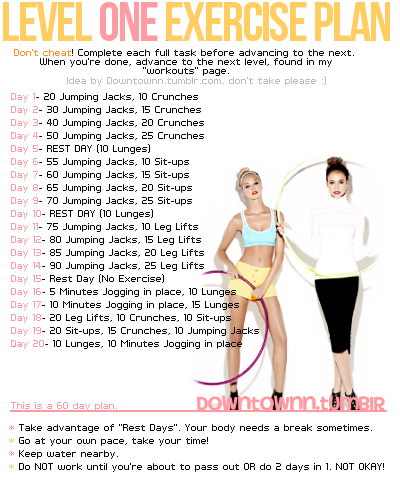There are 3 levels to this exercise plan. I will add the others as I ...
