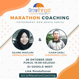 Marathon coaching hari ke 2 tentang branding di media sosial dan potret atau foto sebagai penunjang konten blog