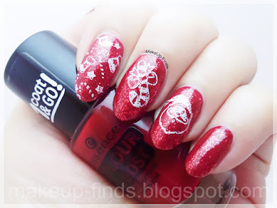 Stamping: Manicura Navideña en Rojo/Glitter (BPX-L008)