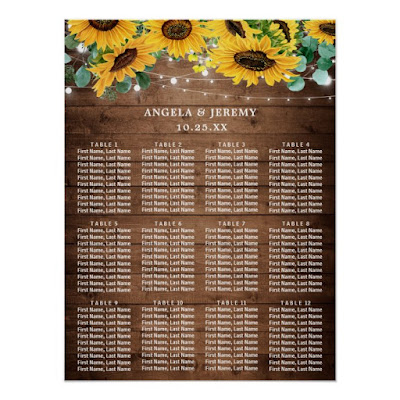  Rustic Sunflower Lights Wedding Seating Chart