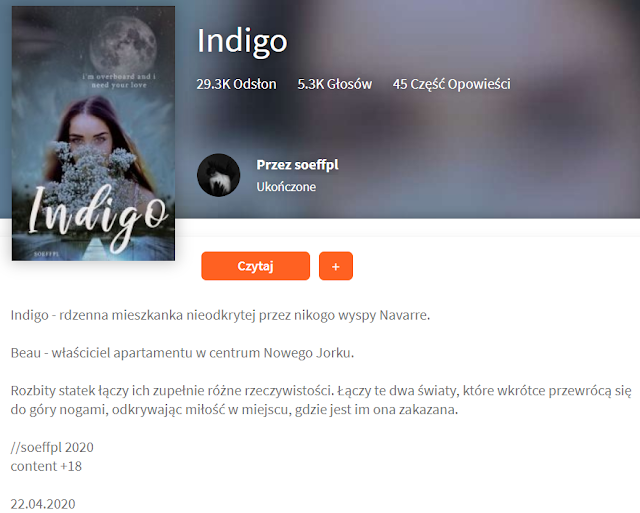 Opowiadanie Indigo na Wattpadzie