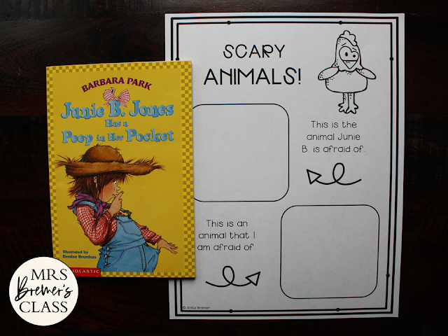 Junie B Jones Has a Peep in Her Pocket book activities unit with literacy companion activities for First Grade and Second Grade