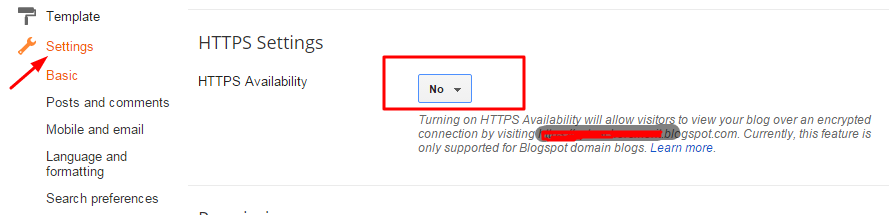 how to setup HTTPs on blogger