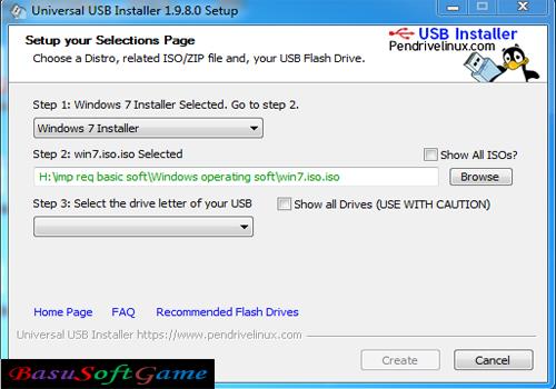 Universal Usb Installer 1.9.8.6 for booting Pendrive Usb Windows Freeware Tool - basusoftgame