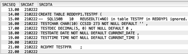 Generate SQL - IBM i