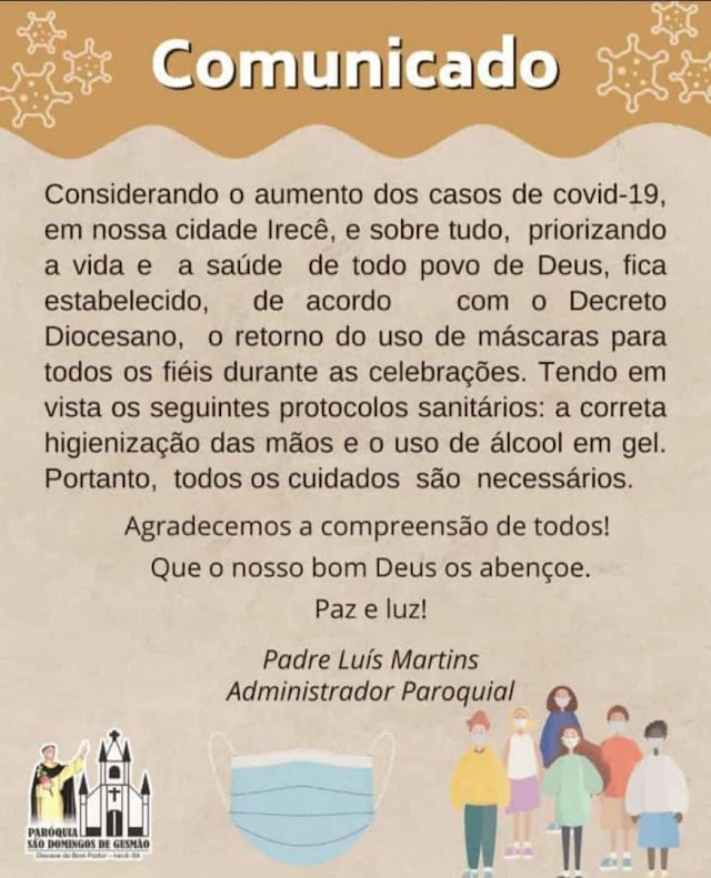 IRECE BAHIA: Volta o uso obrigatório de mascaras em... Leia a matéria e compartilhe.